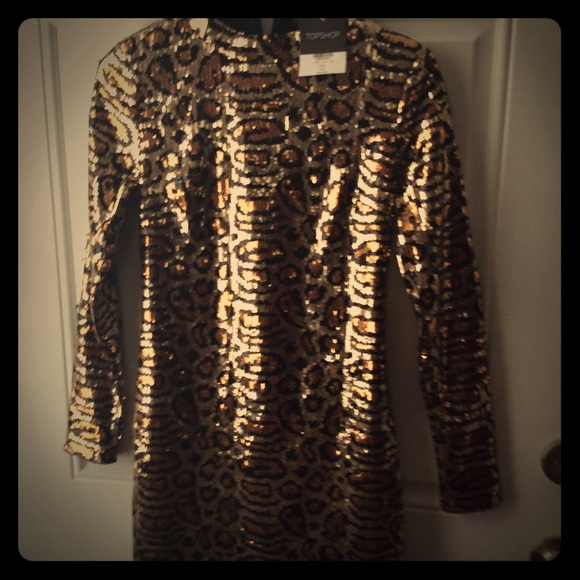 Topshop Dresses & Skirts - Animal print sequined dress